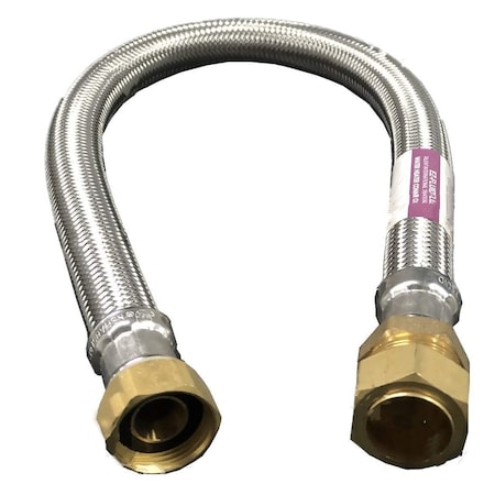 Ez-Fluid 3/4in COMP COUPLING x 3/4inFIP x24in, Water Heater Supply Line Connector EZA4WH24